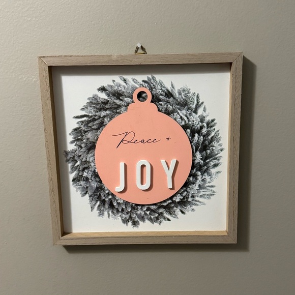 Peace + Joy Framed Wall Art - Pink and Gray - Picture 1 of 3